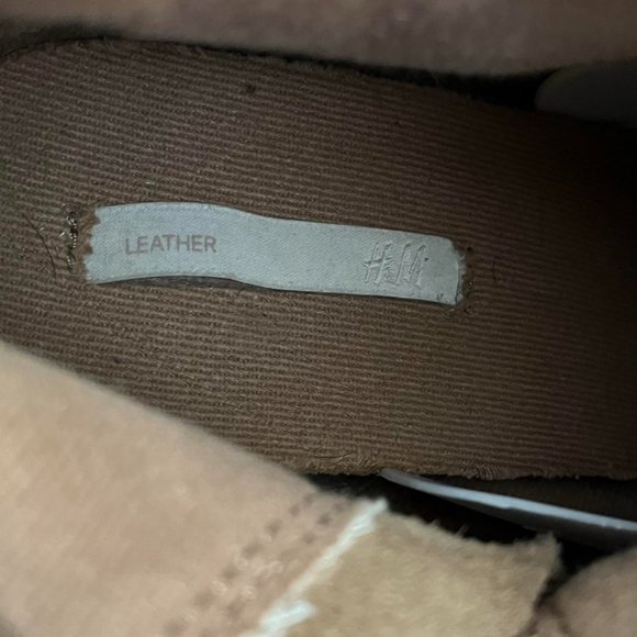 H&M Leather Khaki Frill Heeled Boots - Picture 6 of 7